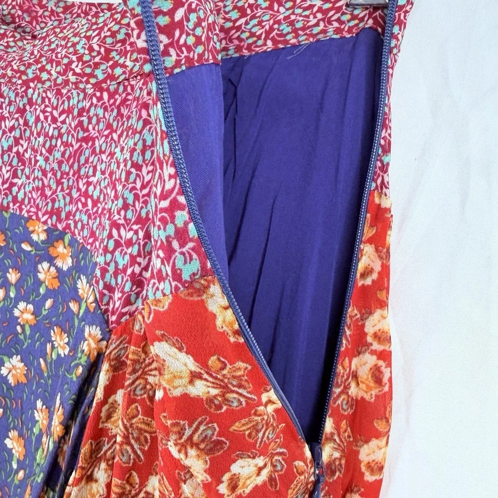 Anthropologie Meadow Rue‎ Midi Skirt Women's SZ-0 Prairie Floral Patchwork Boho